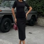 Beli Büzgülü Midi Elbise 2853