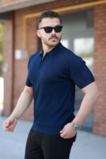 Erkek Fermuarlı Yakalı Kısa Kollu Tshirt - Görsel 2