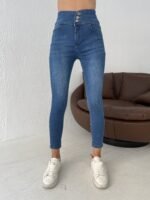 Yüksek Bel Likralı Jean Pantolon 90 Cm - Görsel 12