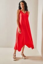 Kadın Omuz Askılı Toka Detay Maxi Boy Elbise - Görsel 2