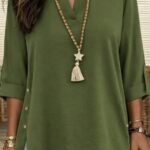 Kadın Truvakar Kol Hakim Yakalı Yandan Düğme Detaylı Aerobin Bluz