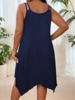 Kadın Askılı Yuvarlak Asimetrik Kesim Detaylı Viskon Elbise - Görsel 2