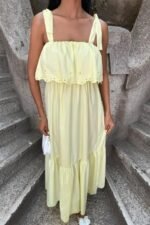 Etek Ucu Brode Nakışlı Boyundan Bağlamalı Elbise 2881 - Görsel 7