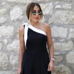 Kadın Tek Omuzu Açık Omuzlardan Kurdela Detaylı çift Renkli Ithal Krep Elbise