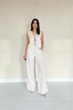 Bej Önü Fiyonklu Keten Takım - Görsel 2