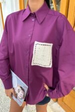 Süzine Cepli Arkası Yırtmaçlı Oversize Gömlek 3420 - Görsel 8