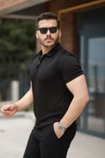 Erkek Fermuarlı Yaka Kısa Kollu Tişört - Görsel 2