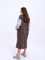 Kadın Arkası Leoparlı Yırtmaçlı Elbise - Görsel 4