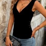 Kadın Askılı Kruvaze Yakalı Yandan Düğmeli Viskon Bluz