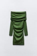 Kadın Madonna Mendil Yaka Fırsat ürün Büzgülü Mini Elbise - Görsel 3