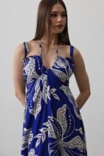 ASKILI VİSCON ELBİSE - Saks - Görsel 4