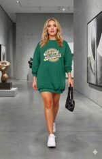 Kadın Uzun Kollu Bisiklet Yaka Yazılı Viskon Iki Iplik Elbise - Görsel 2