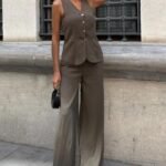 Arkası Bağcıklı Yelek Plazza Pantolon Modal Takım 10202-08