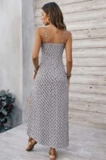 Kadın Ip Askılı V Yakalı Yırtmaçlı Uzun Süprem Elbise - Görsel 4