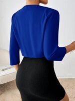 Kadın Truvakar Kol önü Açık Kısa Ithal Krep Ceket - Görsel 4