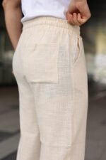 Erkek İthal Yıkamalı Keten Pantolon - Görsel 7