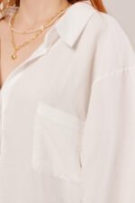 Basic Oversize Beyaz Gömlek - Görsel 3