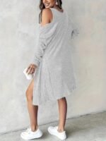 Kadın Askılı Yuvarlak Yakalı önü Düğmeli şardonlu Kaşkorse Mini Elbise Ve Kısa Ceket - Görsel 3