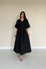 Siyah Pileli Uzun Elbise - Görsel 2