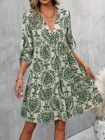 Kadın Uzun Kollu V Yakalı Fırfırlı Mini Süprem Elbise - Görsel 3