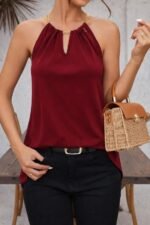 Kadın Omuzlardan Açık Zincir Halka Detaylı Sandy Bluz - Görsel 2