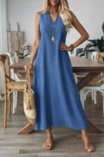 Kadın Askılı V Yakalı Uzun Elbise - Görsel 2