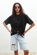 Melasti Motifli Brodeli Tişört 8019-8 - Görsel 2