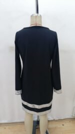 Kadın Uzun Kollu Bisiklet Yaka Mini Ithal Krep Elbise - Görsel 7