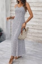 Kadın Ip Askılı V Yakalı Yırtmaçlı Uzun Süprem Elbise - Görsel 5