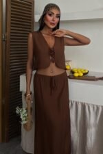 Yelek Önden Bağlamalı Uzun Etekli Takım 10192 - Görsel 2