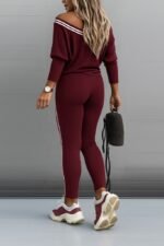 Kadın Uzun Kollu Tek Omuzu Açık Detaylı Viskon Iki Iplik Bluz Ve Pantolon Ikili Takım - Görsel 2