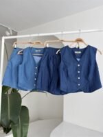 Gümüş Düğmeli Yelek Ve Şort Tensel Takım 10174 - Görsel 10