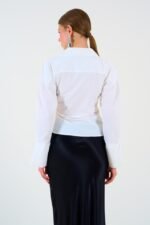 Düz Yandan Bağlamalı Gömlek - Ekru - Görsel 5