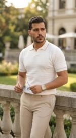 Erkek Zikzak Dokulu Yakalı Kısa Kollu Triko