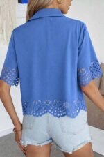 Kadın Kısa Kollu Yakalı önden Düğmeli Dubai Gömlek Bluz - Görsel 4