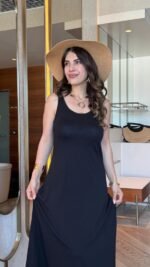 Kadın Askılı Yuvarlak Yakalı Viskon Elbise - Görsel 2