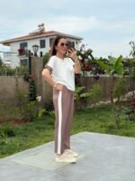 Kadın Modal Dokulu Kumaş Yanı şeritli Takım