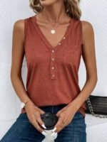 Kadın Askılı önden Düğmeli Viskon Bluz - Görsel 4