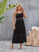 Kadın Askılı Dantel Detaylı Kiloş Janjan Krep Elbise - Görsel 3