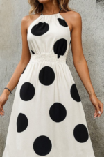 Kadın Kolsuz Boyundan Bağlamalı Beli Lastikli Dijital Baskı Süprem Uzun Elbise - Görsel 2