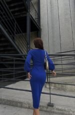 Kadın Kruvaze Yaka Balon Kol Simli Krep Kumaş Midi Boy Elbise - Görsel 4