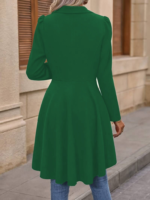 Kadın Uzun Kollu Yakalı önden Düğmeli Uzun Atlas Blazer Ceket - Görsel 3