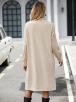 Kadın Uzun Kollu Balıkçı Yaka Kısa şardonlu Dalgıç Elbise - Görsel 2