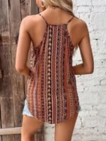 Kadın Ip Askılı V Yakalı Desenli Süprem Bluz - Görsel 5