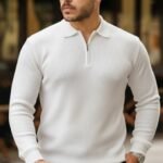 Erkek Selanik örme Yakalı Uzun Kollu Triko