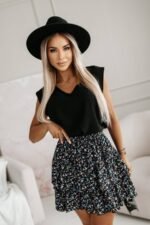 Kadın üst Sandy Kumaş Bluz, Alt çiçek Desenli Süprem Kumaş Etek Ikili Takım - Görsel 2