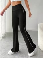 Kadın Yüksel Bel Yan şerit Detaylı Uzun Dalgıç Tayt - Görsel 4