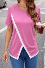 Kadın Kısa Kollu Bisiklet Yaka Viskon Bluz - Görsel 3