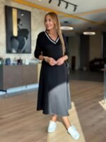 Kadın Uzun Kollu V Yakalı Midi çağla Yeşili Modal Elbise - Görsel 2