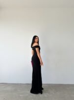 Kadın Dalgıç Kumaş Kayık Yaka Ve Dekolte Detaylı Elbise - Görsel 7